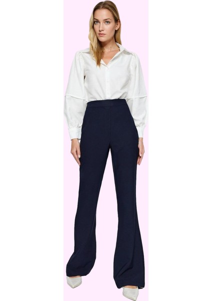 Kadın Yüksek Bel Ispanyol Paça Flare Pantolon Günlük Şık Tarz Hafta Sonu Dayanıklı Malzeme