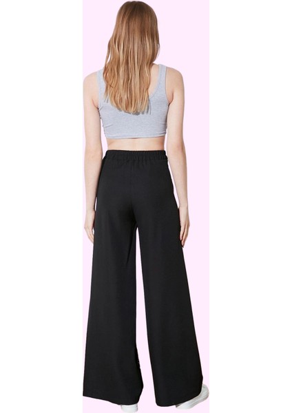 Kadın Geniş Paça Dokuma Pantolon Yüksek Bel Düz Desenli Casual Günlük Yaz Aylarının Vazgeçilmezi modelleri