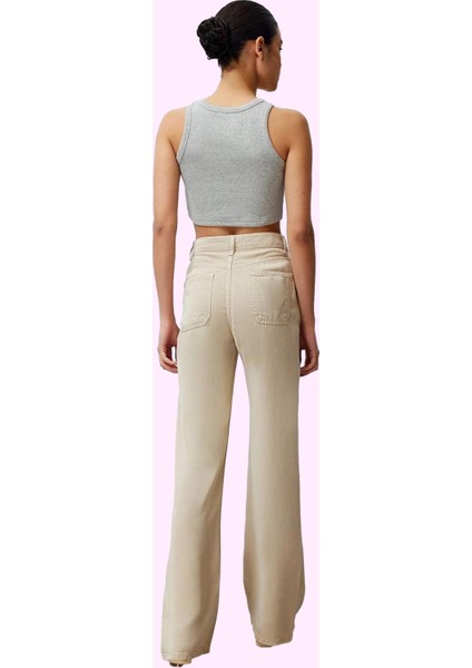 Kadın Geniş Paça Uzun Boy Düşük Bel Wide Leg Jean 100% Liyosel Günlük Stil Kaliteli Malzeme modelleri