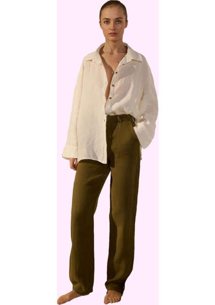 Kadın Yüksek Bel Geniş Paça Keten Pantolon Günlük Şıklık Hafta Sonu Yaz Aylarının Vazgeçilmezi fiyatları