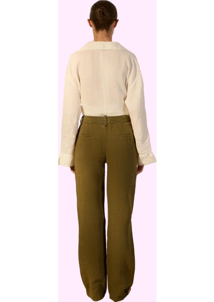 Kadın Yüksek Bel Geniş Paça Keten Pantolon Günlük Şıklık Hafta Sonu Yaz Aylarının Vazgeçilmezi modelleri