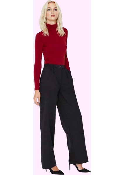 Kadın Geniş Paça Palazzo Pantolon Düz Desen Normal Bel Wide Leg Rahat Günlük Modern Tasarım modelleri