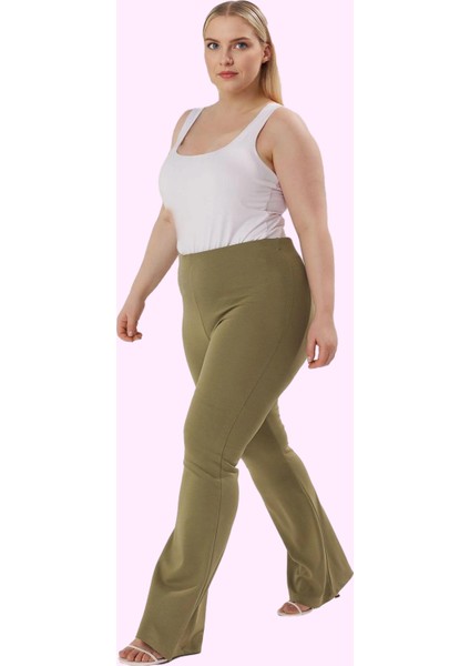 Kadın Yüksek Bel Flare Ispanyol Paça Örme Pantolon Günlük Kombinler Yaz Aylarının Vazgeçilmezi fiyatları