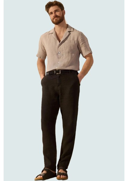 Erkek Keten Straight Siluet Boru Paça Uzun Pantolon Günlük Kullanım Yaz Aylarının Vazgeçilmezi fiyatları