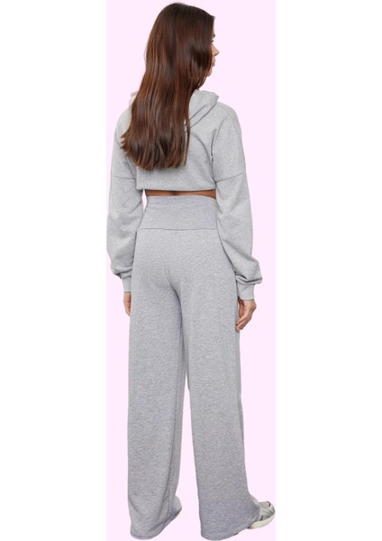 Kadın Geniş Paça Yüksek Bel Örme Pantolon Günlük Kullanım Için Rahat Kesim Kaliteli Malzeme modelleri