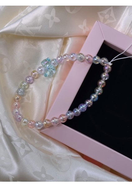 Janjanlı Boncuk Fiyonk ve Jelibon Ayıcık Tasarım Telefon Askısı, Renkli Telefon Charm Süsü fiyatları