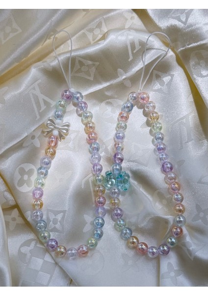 Janjanlı Boncuk Fiyonk ve Jelibon Ayıcık Tasarım Telefon Askısı, Renkli Telefon Charm Süsü modelleri