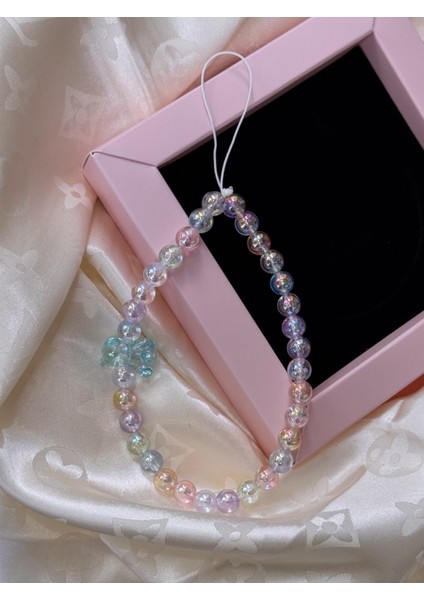 Janjanlı Boncuk Fiyonk ve Jelibon Ayıcık Tasarım Telefon Askısı, Renkli Telefon Charm Süsü fırsatları