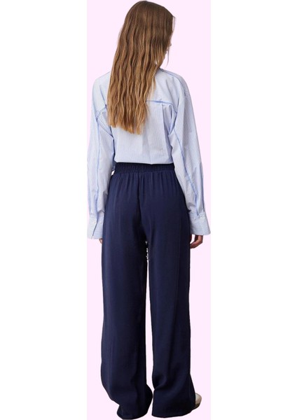 Kadın Geniş Paça Pantolon Yüksek Bel Dokuma Melfi Yazlık Günlük Kullanım Dayanıklı Malzeme modelleri