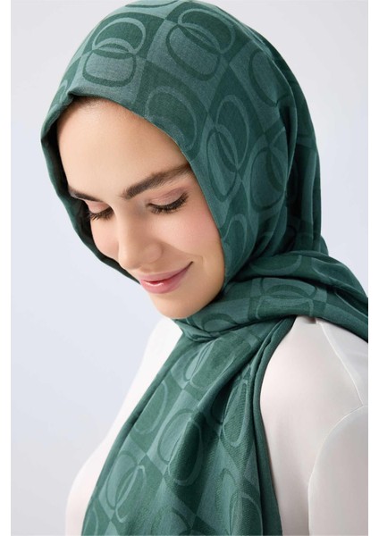 Dama Desen Petrol Naia Pamuk Şal 70x200