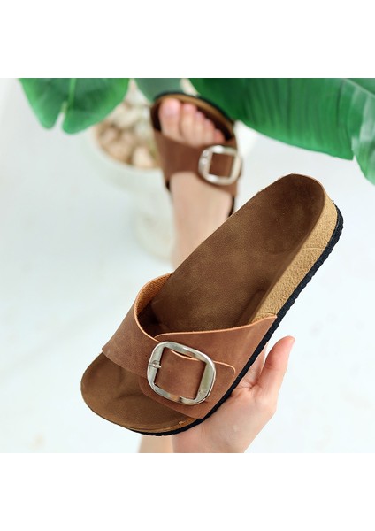 Bernishoes Zooy Taba Nubuk Terlik modelleri