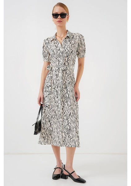 2213 Kısa Kol Viskon Elbise - C.beyaz modelleri