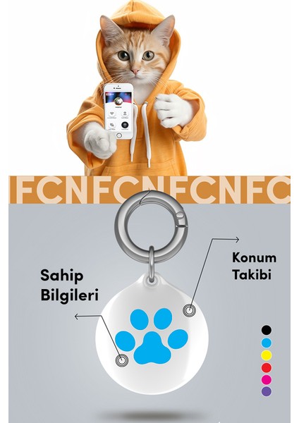 Nfc Akıllı Künye – Yuvarlak Pati Desenli – Kedi & Köpek fiyatları