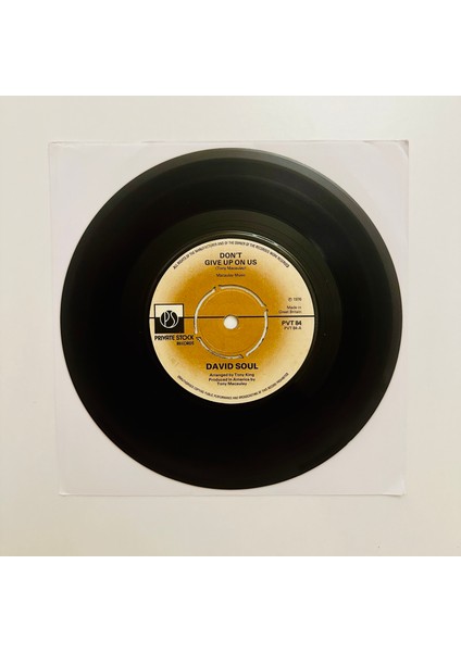 David Soul – Don't Give Up On Us Dönem Baskı 45 Lik Plak