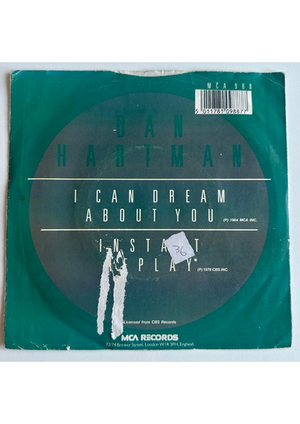 Dan Hartman – I Can Dream About You Dönem Baskı 45 Lik Plak fiyatları