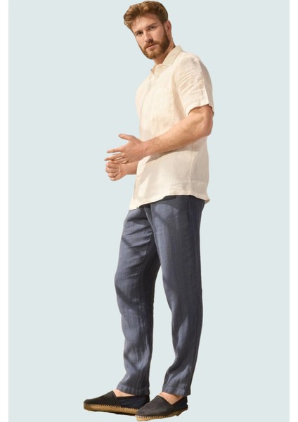 Erkek Regular Fit Keten Pantolon Yüksek Bel Straight Kalıp Günlük Kullanım Kaliteli Malzeme fiyatları