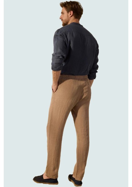 Erkek Regular Fit Keten Pantolon Yüksek Bel Straight Kalıp Günlük Kullanım Kaliteli Malzeme fiyatları