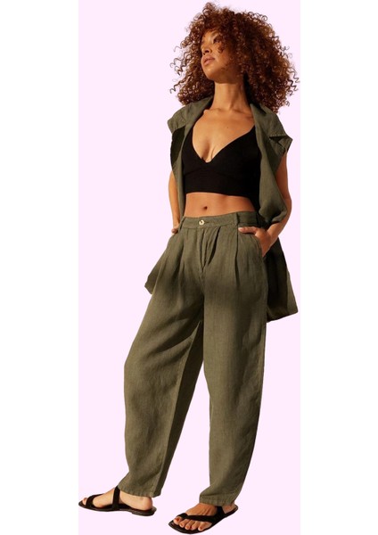 Kadın Yüksek Bel Geniş Paça Keten Pantolon Yaz Aylarının Vazgeçilmezi Stilin Buluştuğu Yer fiyatları