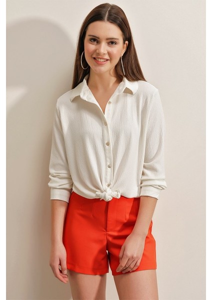 20160 Örme Gömlek - Beyaz