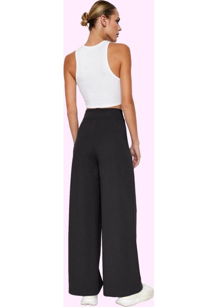 Kadın Yüksek Bel Geniş Paça Pileli Pantolon Günlük Şıklık Hafta Sonu Yaz Aylarının Vazgeçilmezi modelleri