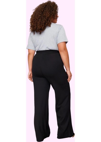 Kadın Yüksek Bel Geniş Paça Örme Pantolon Düz Desen Rahat Günlük Yaz Aylarının Vazgeçilmezi modelleri