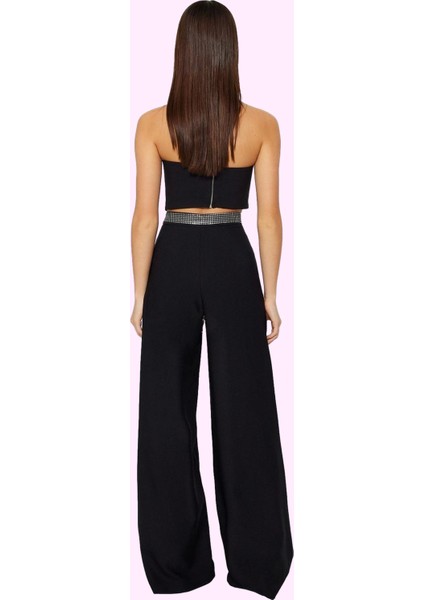 Kadın Yüksek Bel Geniş Paça Dokuma Pantolon Şık Gece Dayanıklı Malzeme modelleri