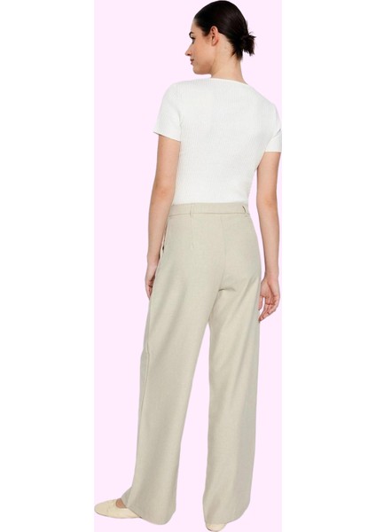 Kadın Geniş Paça Palazzo Pantolon Düz Desen Normal Bel Wide Leg Rahat Günlük Modern Tasarım fiyatları