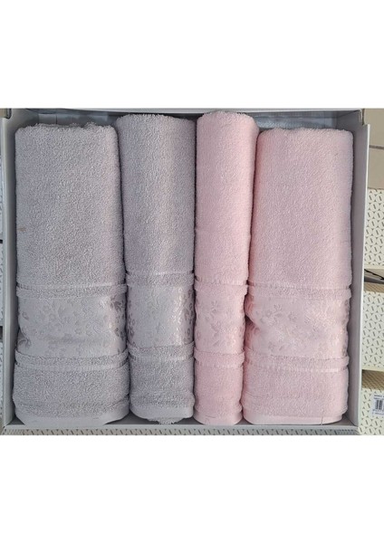 Camellıa Best Set Gri Pembe Hamam Seti 2 Havlu+2 Plaj Havlusu fiyatları