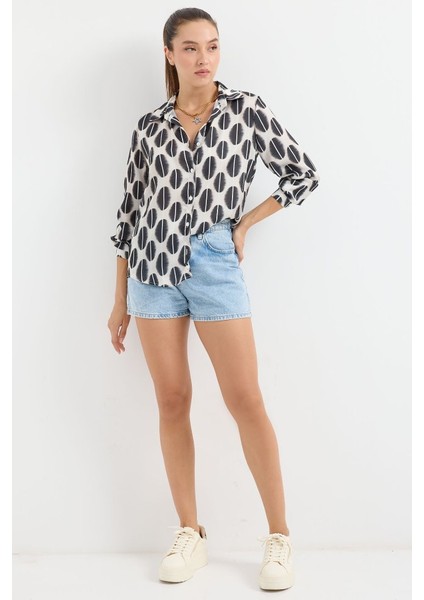 3964 Hafif Dökümlü Saten Gömlek - B. Siyah fiyatları