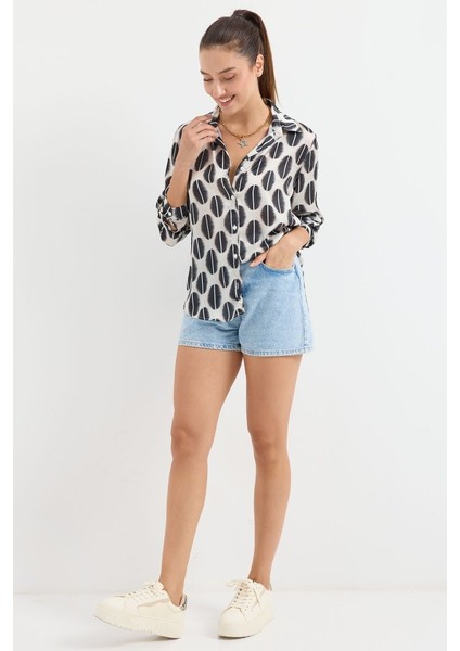 3964 Hafif Dökümlü Saten Gömlek - B. Siyah modelleri