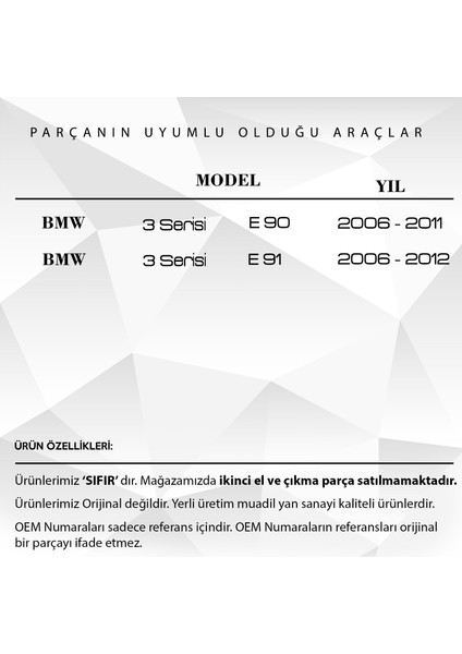 Bmw E90, E91 Için Iç Sağ Kapı Kolu Tutamağı - Gri fiyatları