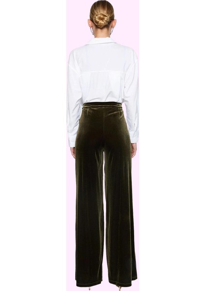 Kadın Kadife Geniş Paça Uzun Pantolon Şık Gece Kombinleri Günlük Kullanım Kaliteli Malzeme modelleri