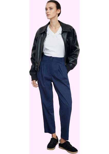 Kadın Yüksek Bel Havuç Kalıp Pantolon Pamuk Günlük Kullanım Hafta Sonu Yaz Aylarının Vazgeçilmezi