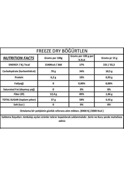 Böğürtlen - Dondurularak Kurutulmuş Böğürtlen- Doğal ve Sağlıklı Atıştırmalık (15G) modelleri
