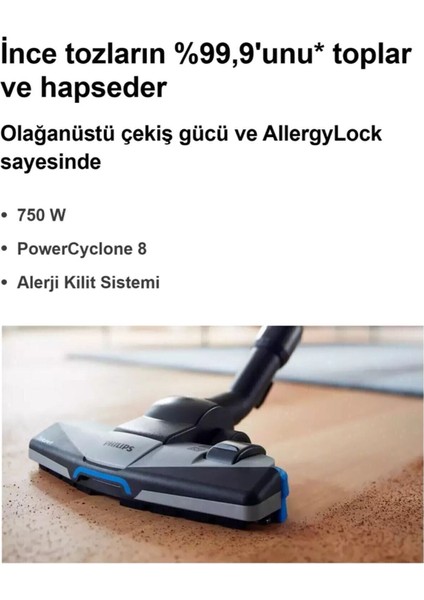 PHİLİPS Hepa 13 Filtre ve Triactive+ ve Halı Döver Turbo Başlık 7000 Serisi Powerpro Max Torbasız Süpürge indirimleri