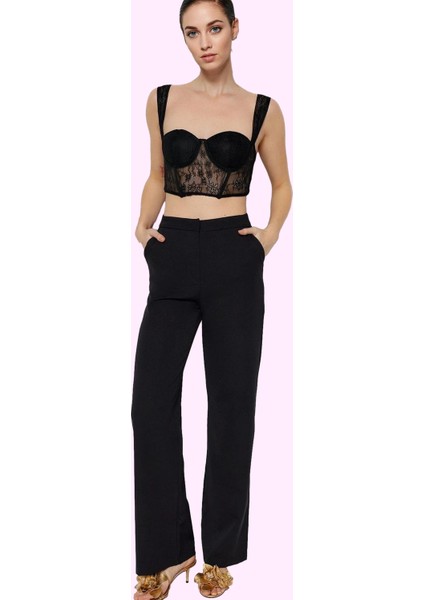 Kadın Geniş Paça Dokuma Pantolon Kemersiz Finike Şık Gece Günlük Kullanım Kaliteli Malzeme fiyatları