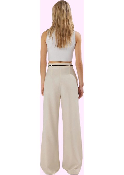 Kadın Geniş Paça Pantolon Yüksek Bel Wide Leg Finike Dokuma Yazlık Yaz Aylarının Vazgeçilmezi modelleri