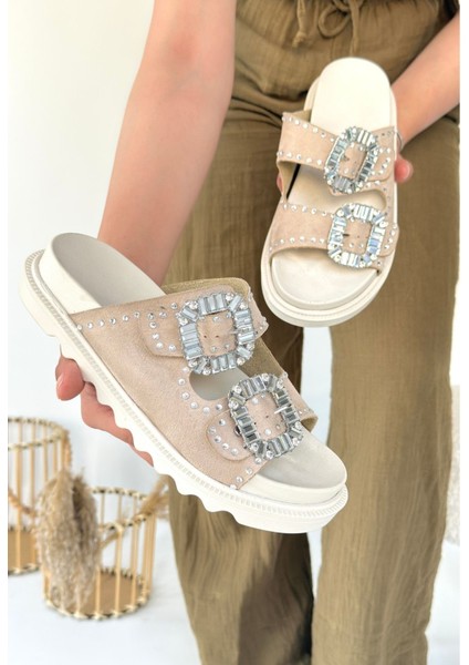 Bernishoes Juana Bej Nubuk Taşlı Terlik modelleri