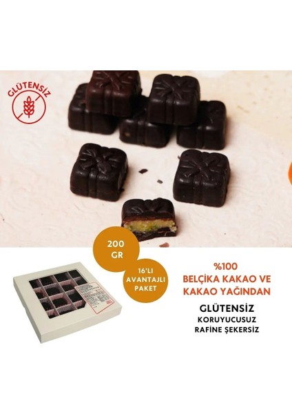 Helvalı Vegan Glutensiz Rafine Şekersiz %70 Bitter Belçika Istanbul Çikolatası 16’lı Paket 100 G