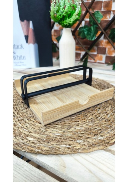 Bambu Kare Peçetelik, Metal Tutuculu