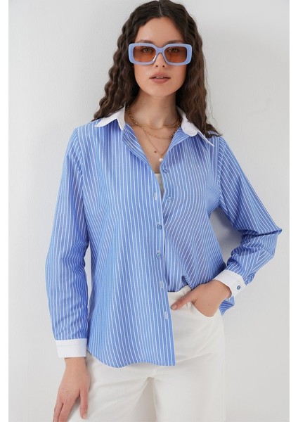 Çizgili Gömlek 20288 - Mavi fırsatları
