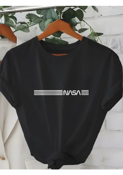 Erkek Kısa Kollu Nasa Baskı Bisiklet Yaka T-Shirt fırsatları