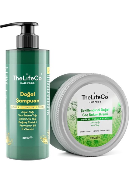 Günlük Bakım - Doğal Şampuan 250 ml & Durulanmayan Doğal Saç Bakım Kremi 200 ml