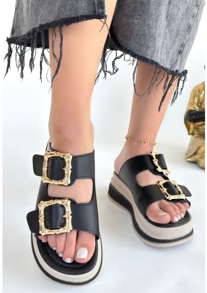 Bernishoes Jalli Siyah Cilt Terlik