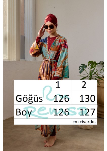 Mayo Üzerine Tek Pareo Kimono 1925-156 Bej modelleri