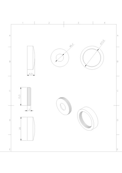 10 Adet Ø 20 mm Metal Vida Başı, Vida Kapağı (8-6115-10) modelleri