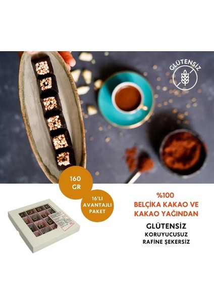 Zirve Artizan Vegan Glutensiz Rafine Şekersiz %70 Bitter Belçika Çikolatası 16’lı Paket 80 g