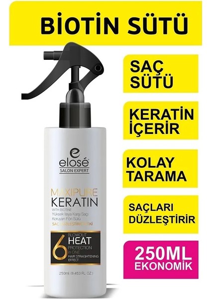 Kırıklara Karşı Etkili Besleyici Onarıcı Keratin ve Biotinli Saç Bakım Fön Sütü 250 Ml.