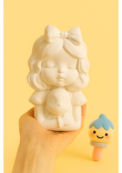 Panda Tutan Kız Seramik Biblo | Boyanabilir Saksı | Hobi & Dekorasyon Ürünü modelleri