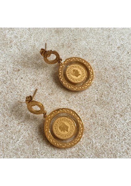 Sallantılı Lüks Tuğra Figürlü Gösterişli Küpe